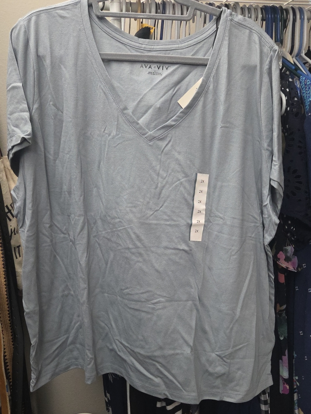 Ava & Viv Light Blue V-Neck Short Sleeve Tee